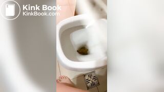 Model clogs toilet with thick turd