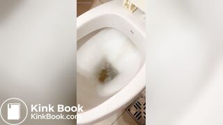 Model clogs toilet with thick turd