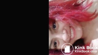 Latin girl pooping on toilet