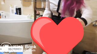 Sexy business girl desperate poop after work
