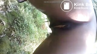 Black girl pooping in the woods..