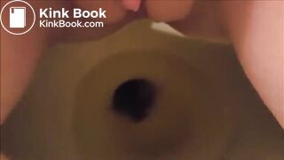 Chubby redhead must go to the toilet pot..