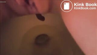 Chubby redhead must go to the toilet pot..