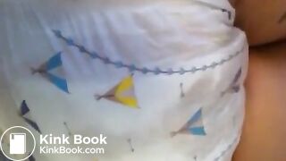 Sexy Hot White Girl Blue Bedtime Diaper Poop