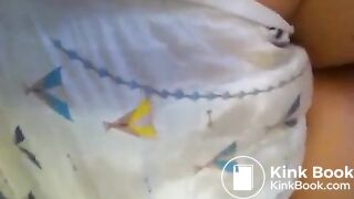 Sexy Hot White Girl Blue Bedtime Diaper Poop