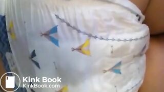 Sexy Hot White Girl Blue Bedtime Diaper Poop