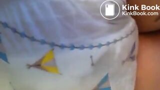 Sexy Hot White Girl Blue Bedtime Diaper Poop