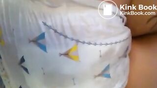 Sexy Hot White Girl Blue Bedtime Diaper Poop