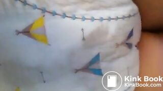 Sexy Hot White Girl Blue Bedtime Diaper Poop