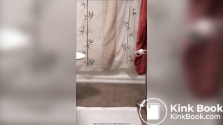 Sexy woman with earings poop on the floor