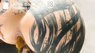 Inked Ass Close Up Pooping