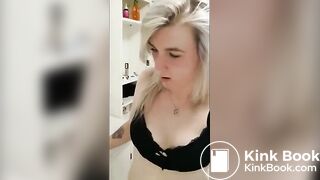 German blonde shits and masturbates