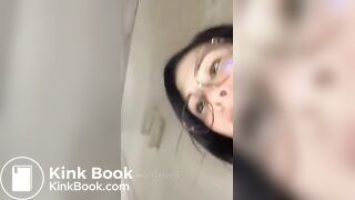 cute girl with galsses shitting