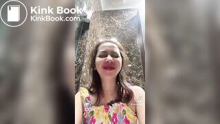Girl record herself pooping