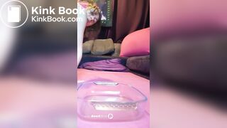 Women poops in a platter