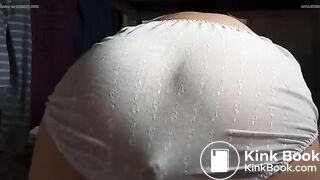 Sexy Hot Korean Girl Huge White Satin Panty Poop