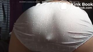 Sexy Hot Korean Girl Huge White Satin Panty Poop