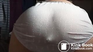 Sexy Hot Korean Girl Huge White Satin Panty Poop