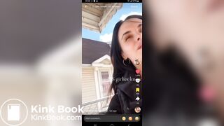 TT girl shitting in trash can