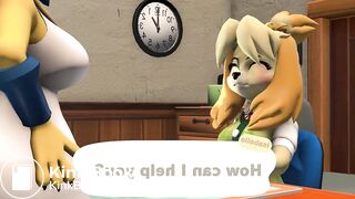 isabelle (animal crossing) diaper mess animation