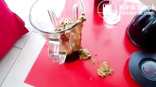 Hot girl making a shit shake