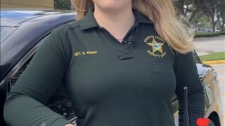 Cute police woman poops her pants while on duty