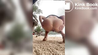 Hot blonde pooping on the beach - video 2