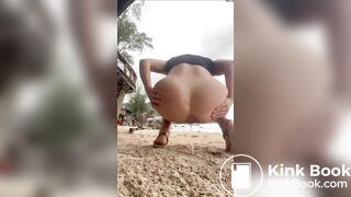 Hot blonde pooping on the beach - video 2