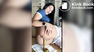 Hispanic girl poops while on her side