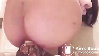 Japanese Girl Squats and Shits a Huge Turd
