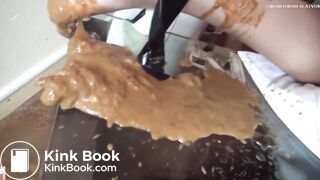 Asian woman shit on table and feet