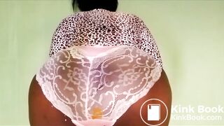 Sexy Chubby African Girl Pink Lace Panty Poop