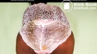 Sexy Chubby African Girl Pink Lace Panty Poop