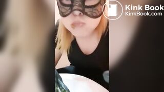 Scat girl in public toilet..