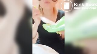 Scat girl in public toilet..