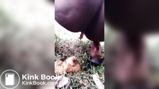 KE Ebony Girl Pooping Outside