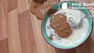 Hot girl making shit cereal