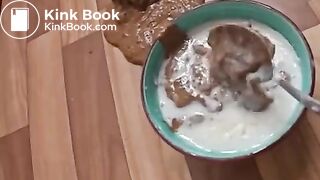 Hot girl making shit cereal