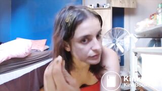 Hot girl shitting and putting it on her hair