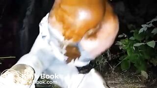 Wetting mess and scat smearing in the dark woods..