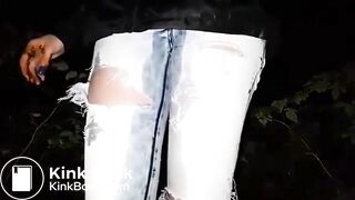 Wetting mess and scat smearing in the dark woods..