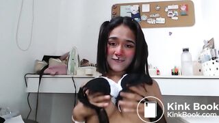 Ebony riding dirty dildo