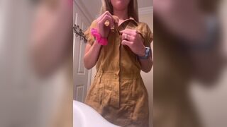 Hot blonde pooping in tupperware