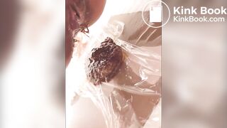 Cute girl poops in saran wrap Extra