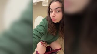 Cute girl takes a noisy dump
