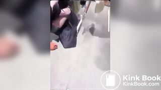 Woman poops during a fight