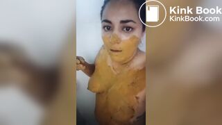 Dirty scat latina covered shit