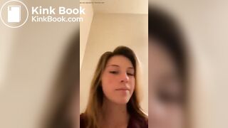 Cute girl quick poop into toilet