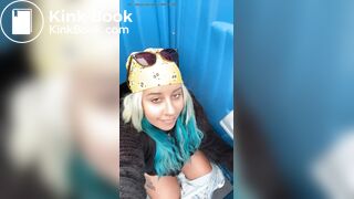 Beauty shits in porta potty
