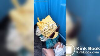 Beauty shits in porta potty